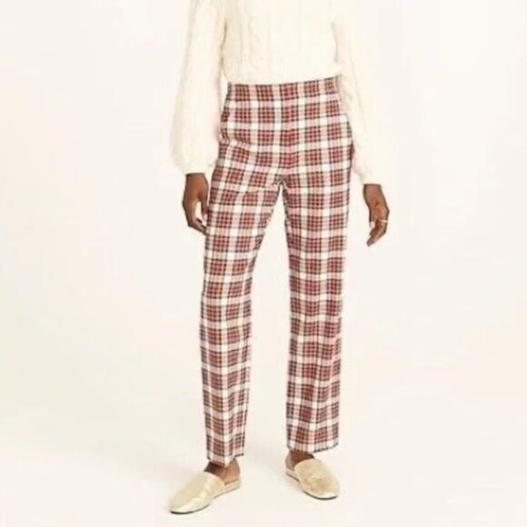 J. Crew Cameron Tartan Plaid Pants Size 6 Tall Slim Leg Holiday Christmas Work - Picture 1 of 9